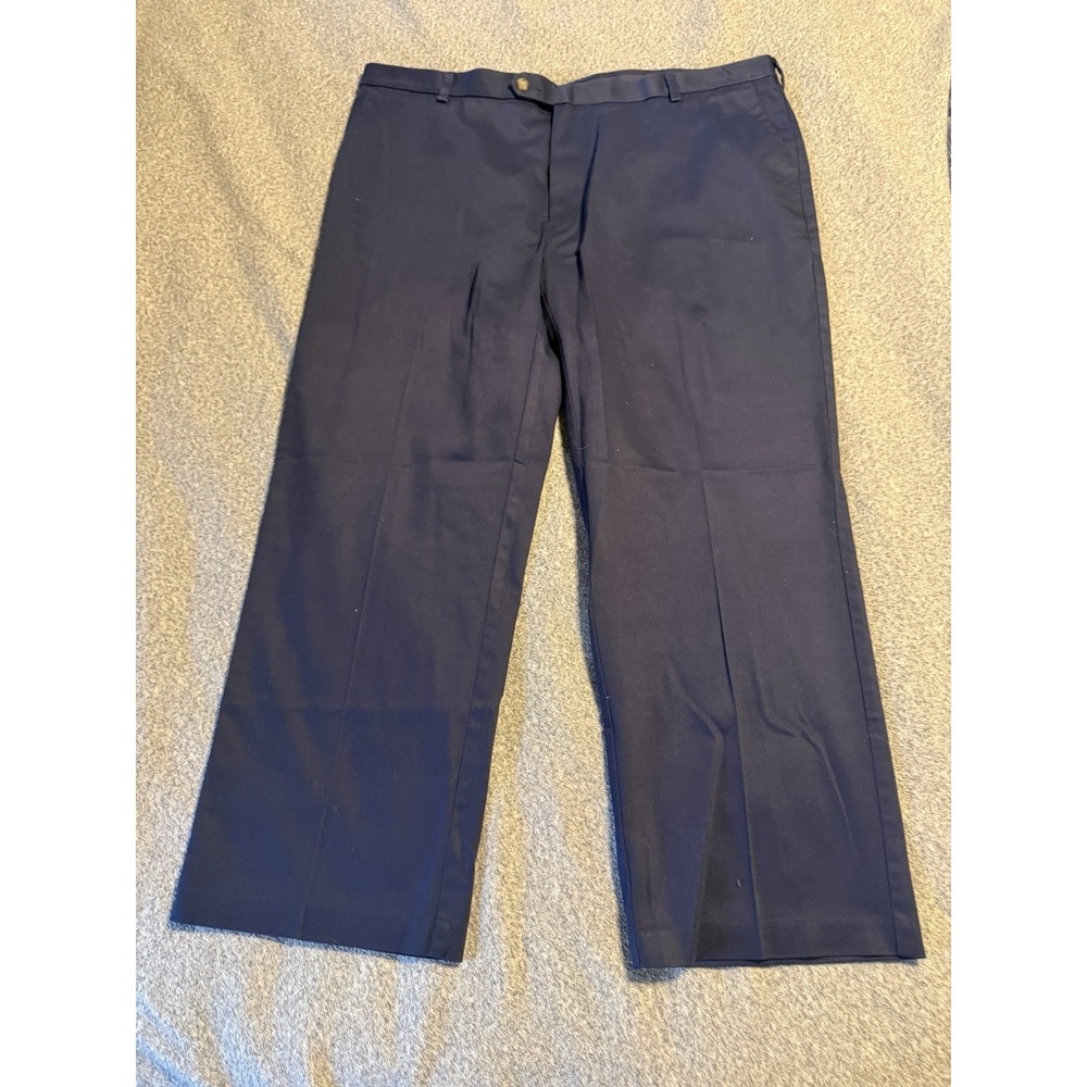 Roundtree & Yorke Mens New Travel Smart Comfort Waist Pants Blue 42x29